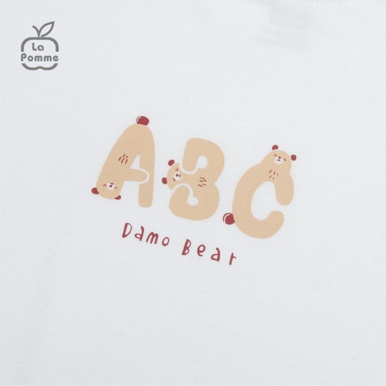 Bộ cộc tay quần dài La Pomme bảng chữ cái vui nhộn - Trắng