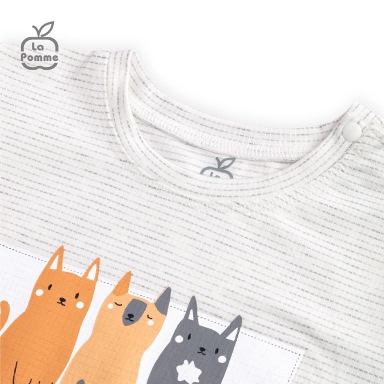 Bộ cộc tay La Pomme Family Cat - Ghi