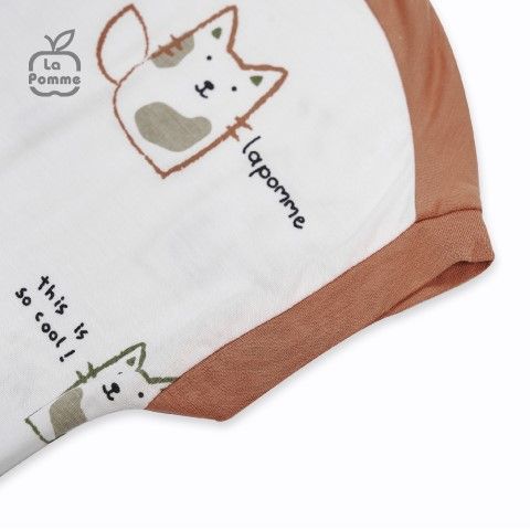 Bộ cộc tay La Pomme đôi bạn mèo nhỏ - Xanh