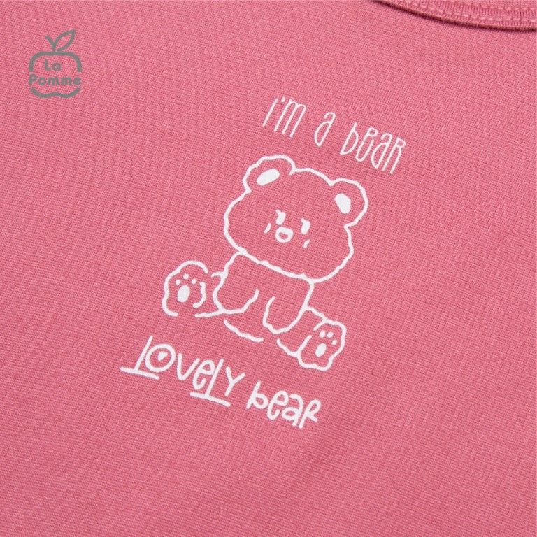 Bộ cộc tay La Pomme Teddy Bear - Cam nhạt