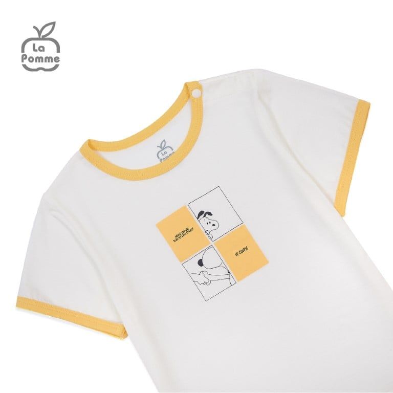 Bộ cộc tay La Pomme chú chó Scoopy - Vàng