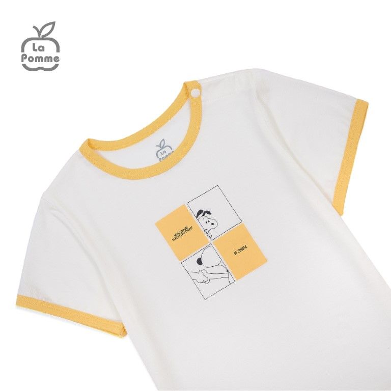 Bộ cộc tay La Pomme chú chó Scoopy - Xanh ghi