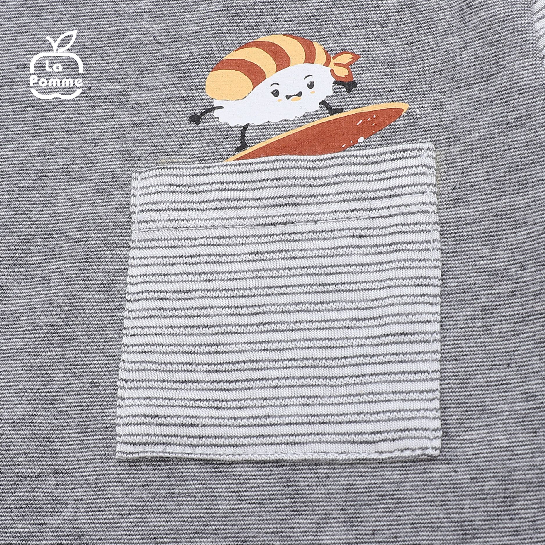 Bộ dài tay La Pomme Sushi Surf - Ghi