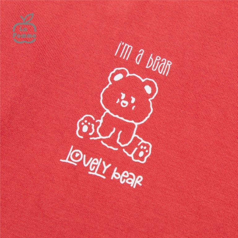 Bộ cộc tay La Pomme Teddy Bear - Hồng cam