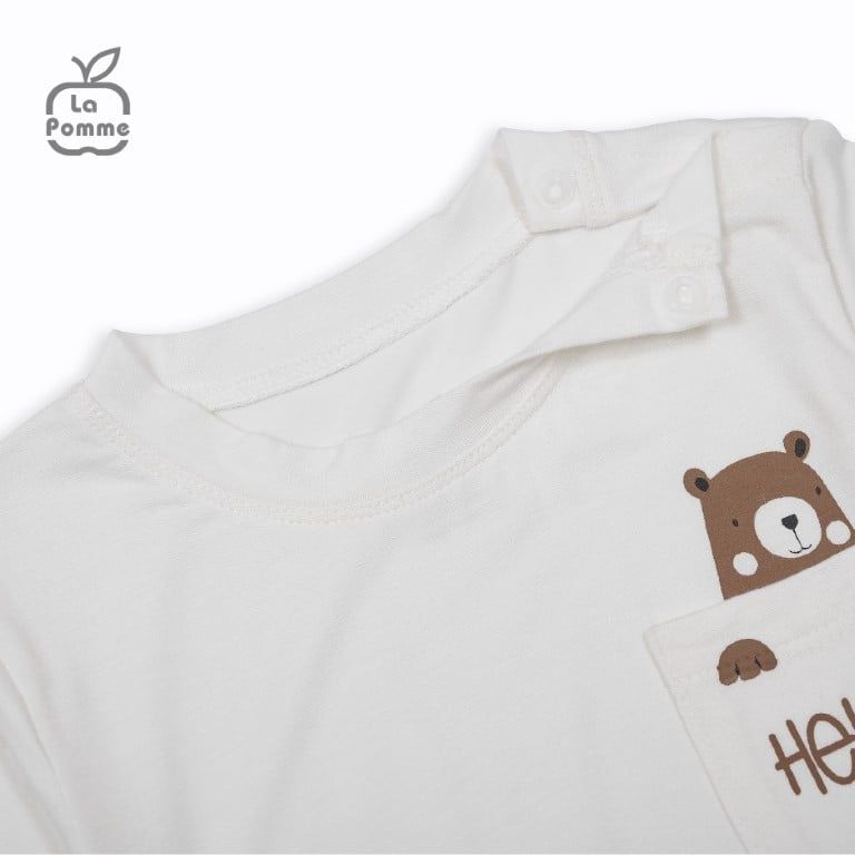  Bộ cộc tay La Pomme Hello Little Bear - Nâu 