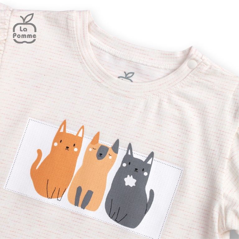 Bộ cộc tay La Pomme Family Cat - Ghi