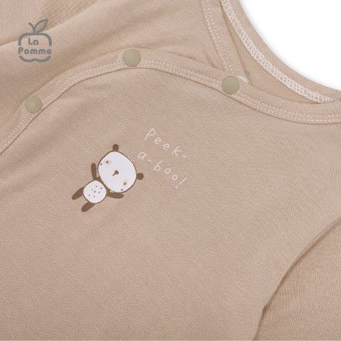 Body chip dài tay La Pomme gấu nhỏ ú oà - Trắng