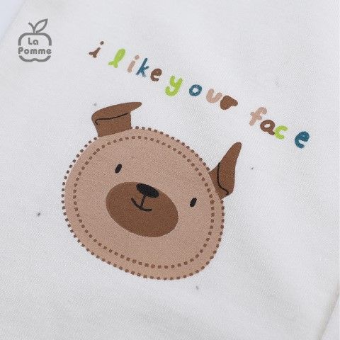 Bộ dài tay La Pomme cúc lệch - Kẻ Nâu