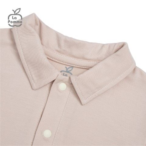 Bộ cộc tay La Pomme polo mầm cây - Trắng Ghi