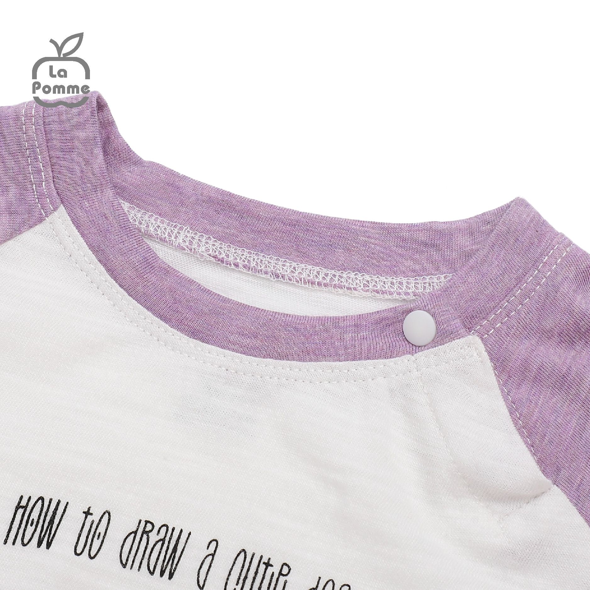 Bộ cộc tay La Pomme Raglan cún nhỏ - Tím