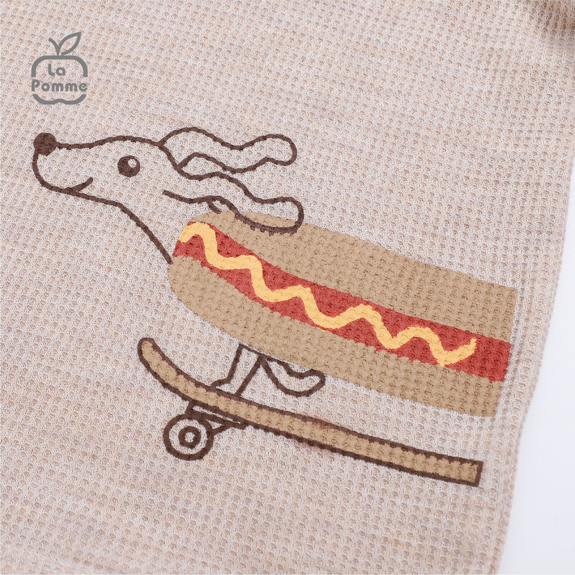 Bộ dài tay La Pomme Hotdog trượt ván - Be