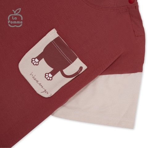 Bộ cộc tay La Pomme mèo Lật mở ú oà - Hồng đất