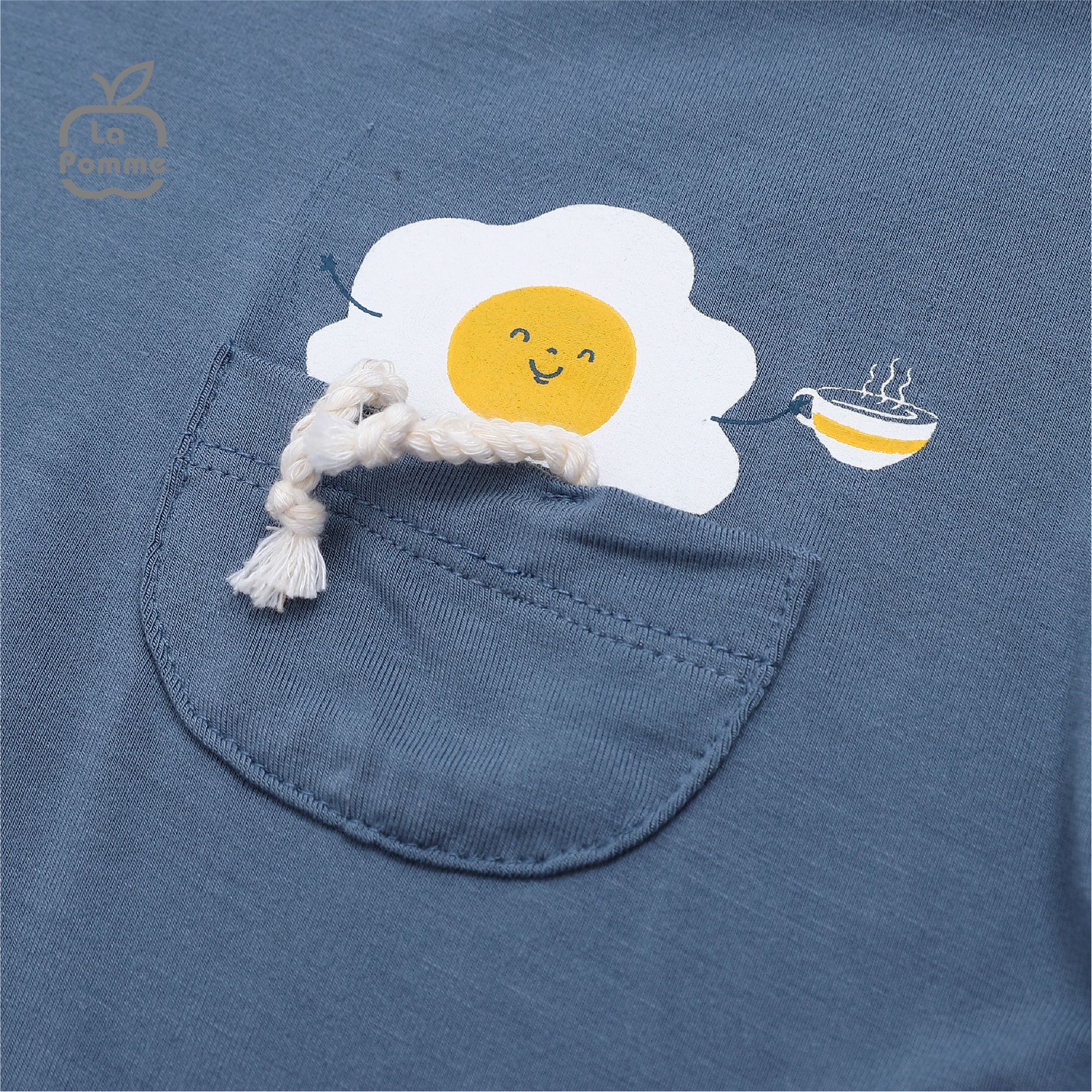 Bộ dài tay La Pomme Smiling Egg - Xanh