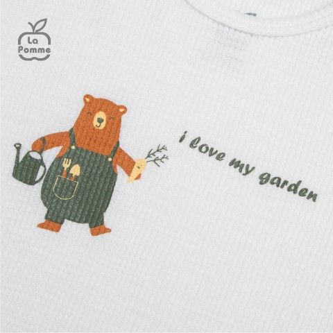 Bộ Cộc Tay La Pomme Thợ làm vườn gấu nâu - Xanh