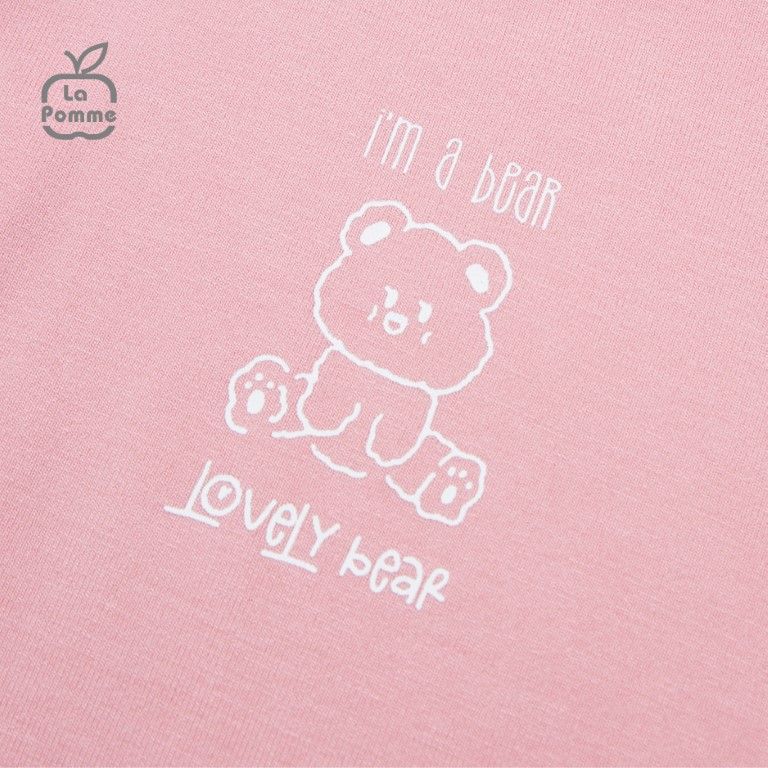 Bộ cộc tay La Pomme Teddy Bear - Hồng sen