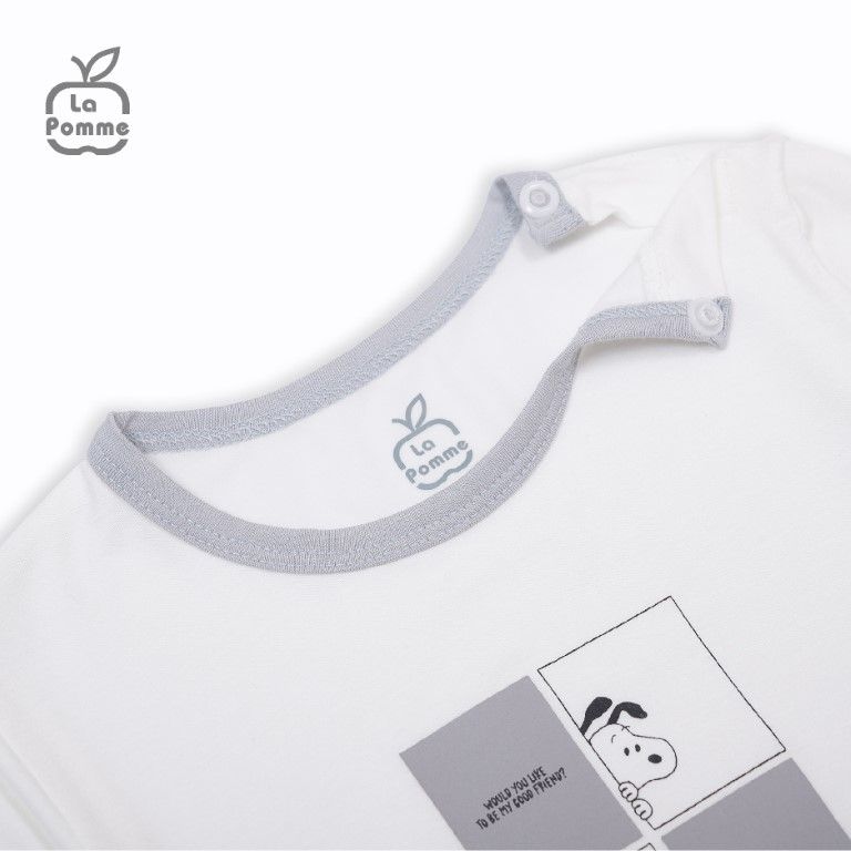Bộ cộc tay La Pomme chú chó Scoopy - Xanh ghi