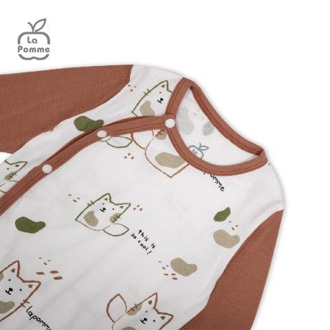 Bộ dài tay La Pomme cúc lệch lovely baby - Nâu