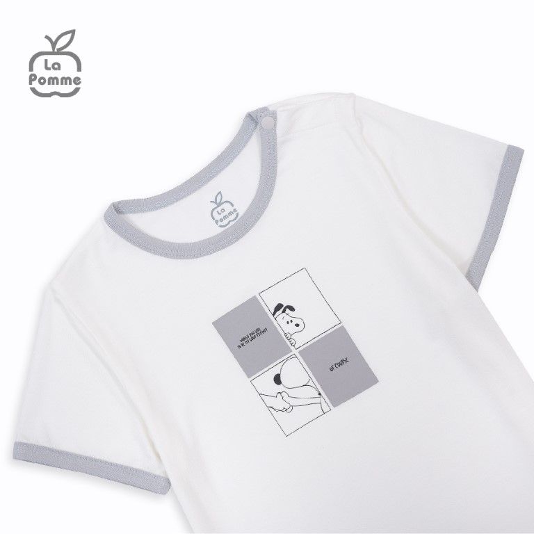 Bộ cộc tay La Pomme chú chó Scoopy - Vàng