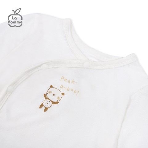 Body dài tay La Pomme gấu nhỏ ú òa - Trắng