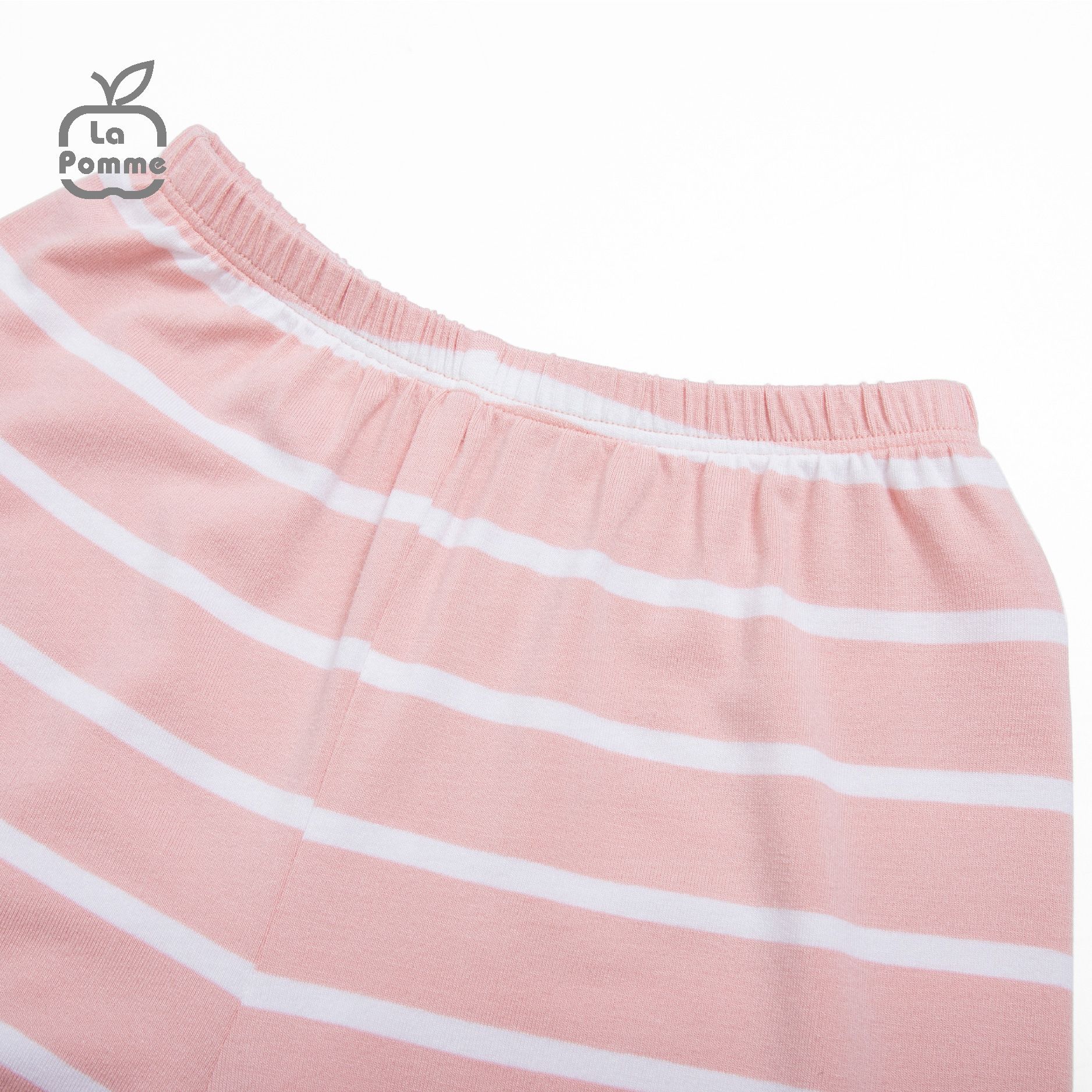 Bộ cộc tay La Pomme kẻ viền màu - Kẻ nâu