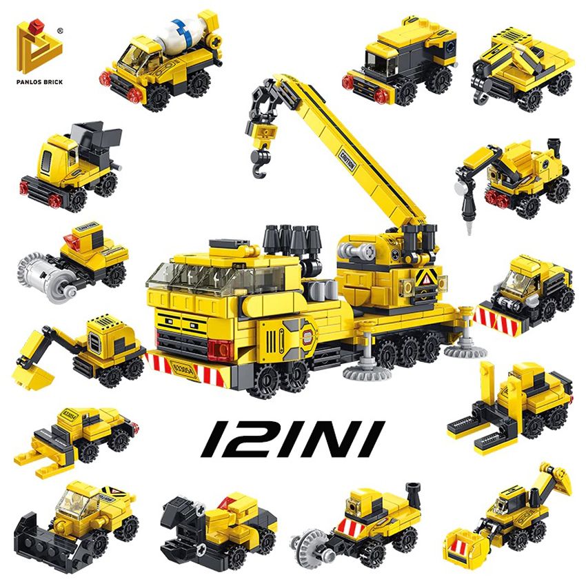 Bộ lắp ráp lego Panlos Brick 12 trong 1 - Mô hình Construction Cranel 633054 571 mảnh ghép