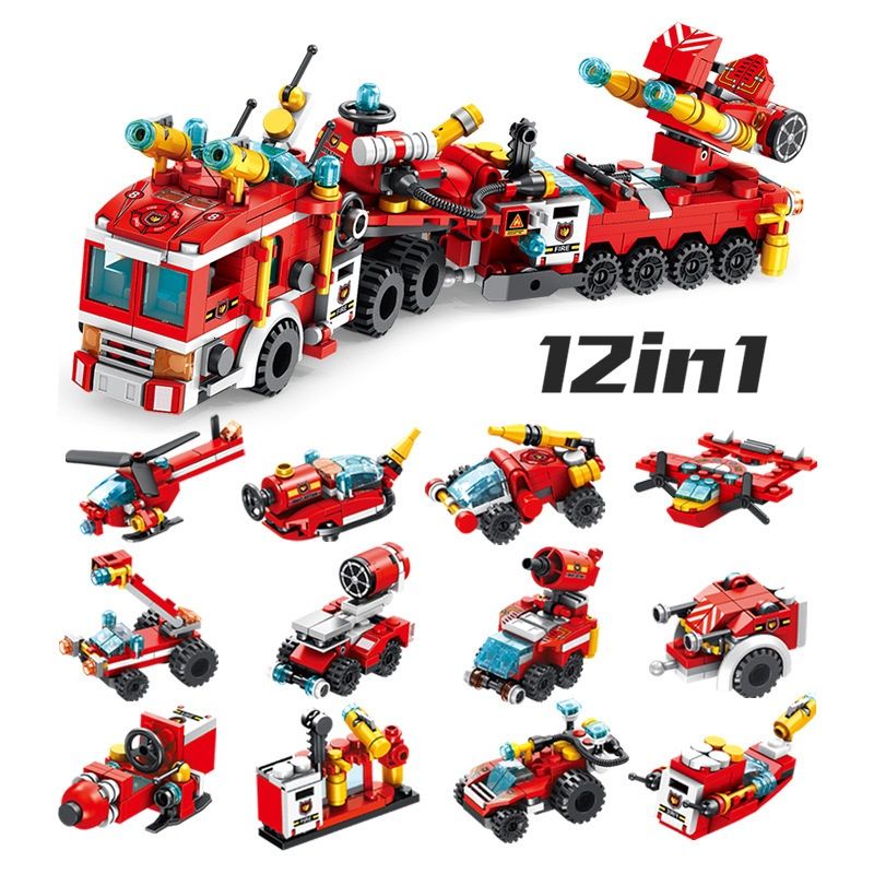 Bộ lắp ráp lego Panlos Brick 12 trong 1 - Mô hình City Fire Bridage 633009