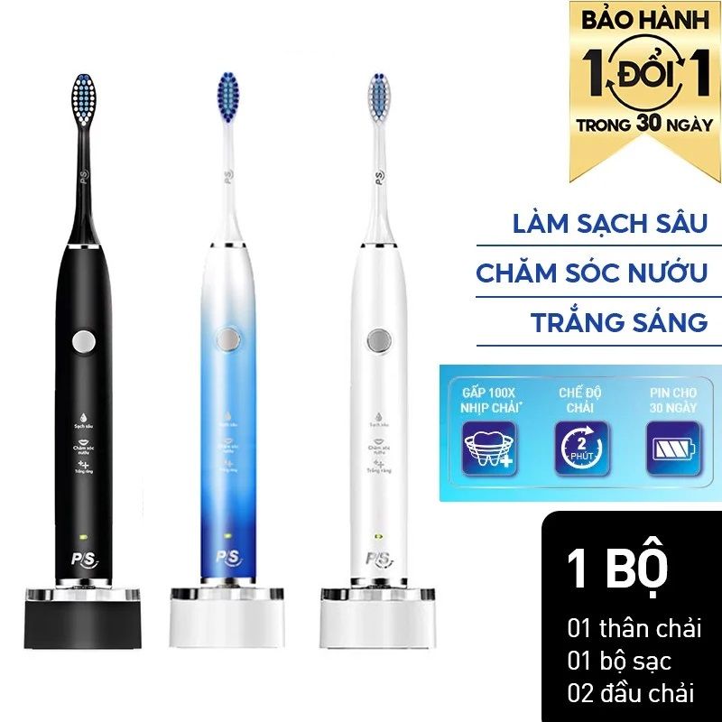 Bàn chải đánh răng điện P/S S100 Pro - Sạc không dây - 3 chế độ chải răng linh hoạt