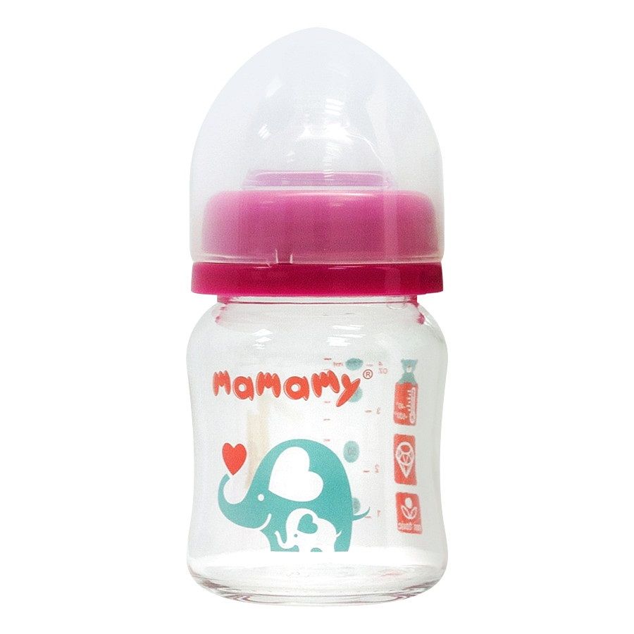 Bình sữa thủy tinh chống sặc và đầy hơi Mamamy 120ml