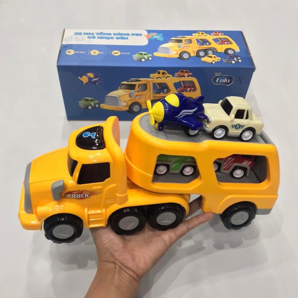 Bộ đồ chơi xe container 2 tầng chở ô tô Enfa