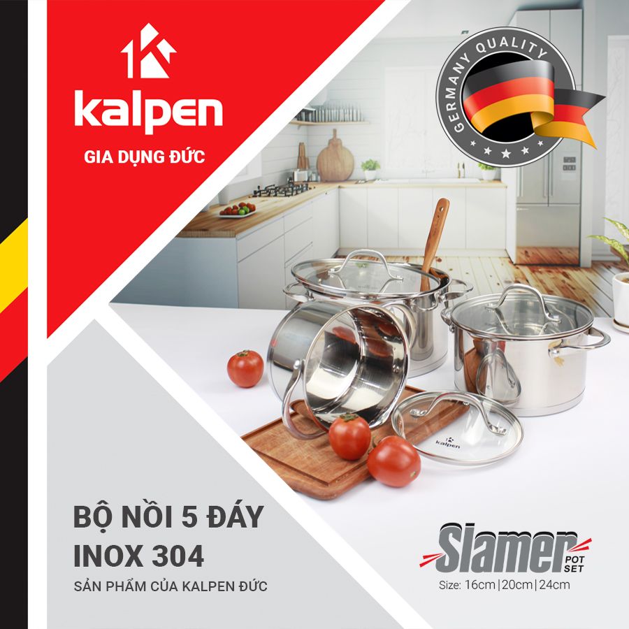 Bộ nồi Inox 304 đáy từ 5 lớp cao cấp Kalpen Slamer SM1