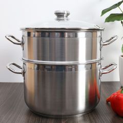 Bộ nồi xửng hấp Inox 3 đáy nắp kính cao cấp Fivestar 24/26/28/30/32cm