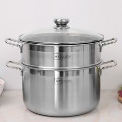 Bộ nồi xửng hấp Inox 1 đáy nắp kính H.T Cook HTNX28001 28cm sử dụng bếp từ