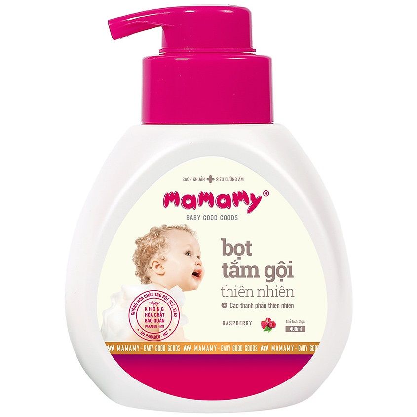 Bọt tắm gội thiên nhiên Mamamy - hương Raspberry 400ml