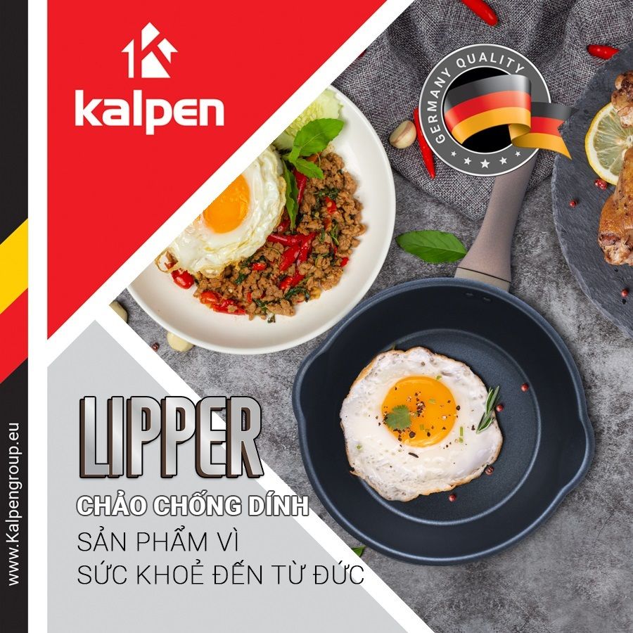 Chảo chống dính 3 lớp Kalpen Lipper KP-8620 20cm/ KP-8622 22cm/ KP-8624 24cm/ KP-8626 26cm/ KP-8628 28cm