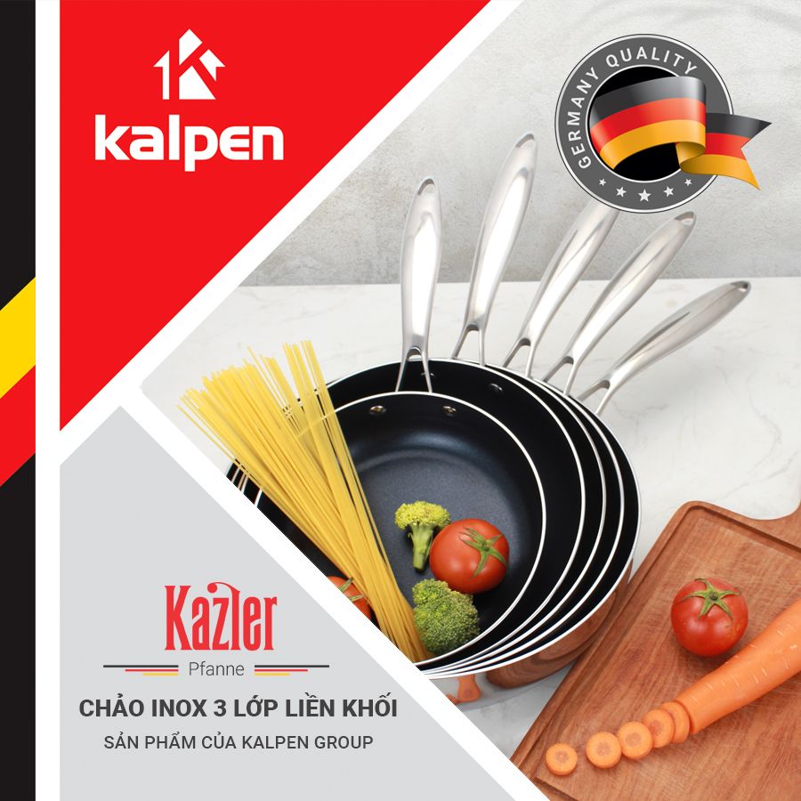 Chảo Inox 304 cao cấp 3 lớp liền khối chống dính Kalpen Kazler