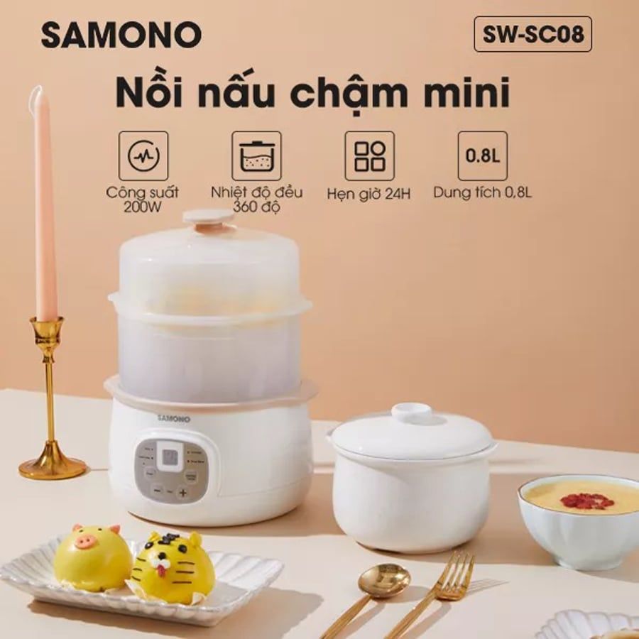 Nồi nấu chậm đa năng 4in1 SAMONO SW-SC08 0.8L