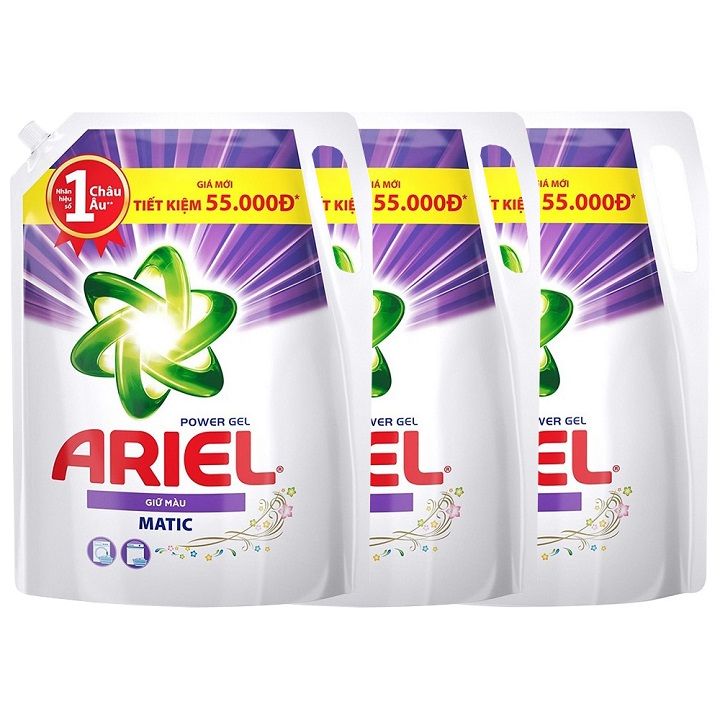 Combo 3 túi Nước giặt Ariel Power Gel giữ màu 2.15kg