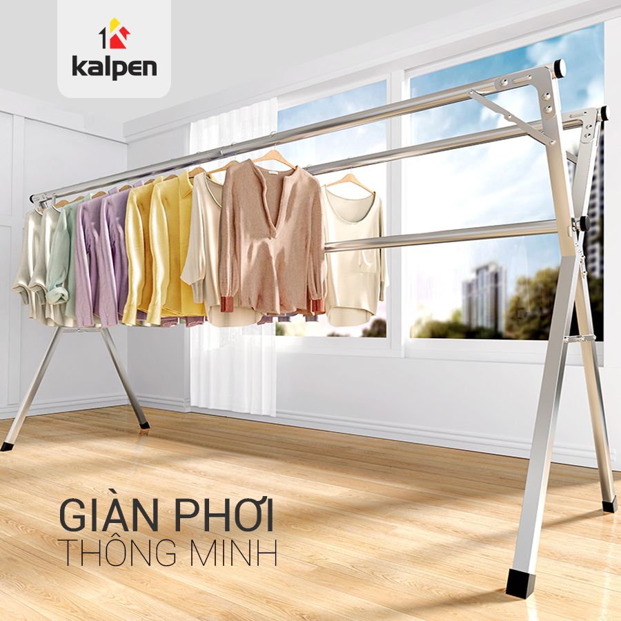 Giàn phơi quần áo Inox 304 gấp gọn Kalpen SPK16/ SPK24