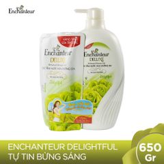 Sữa tắm nước hoa dưỡng da Enchanteur Delightful 650g - Tặng kèm túi sữa tắm 200g