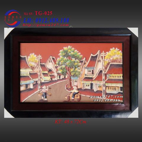 Tranh gốm Bát Tràng - Tranh phố cổ 72 x 48Cm