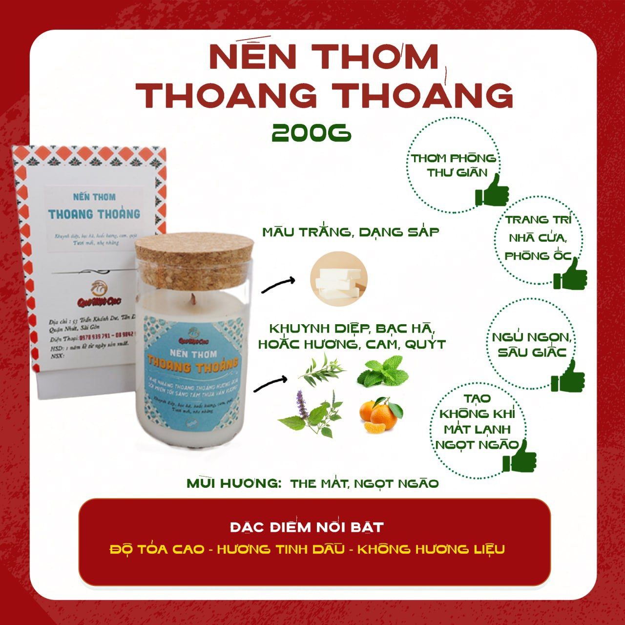  NẾN THƠM SÁP CỌ, BẤC GỖ HƯƠNG 