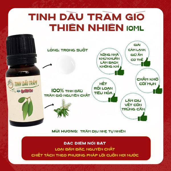  TINH DẦU TRÀM CAO CẤP 10ML - HANDMADE QUÊ MỘT CỤC 