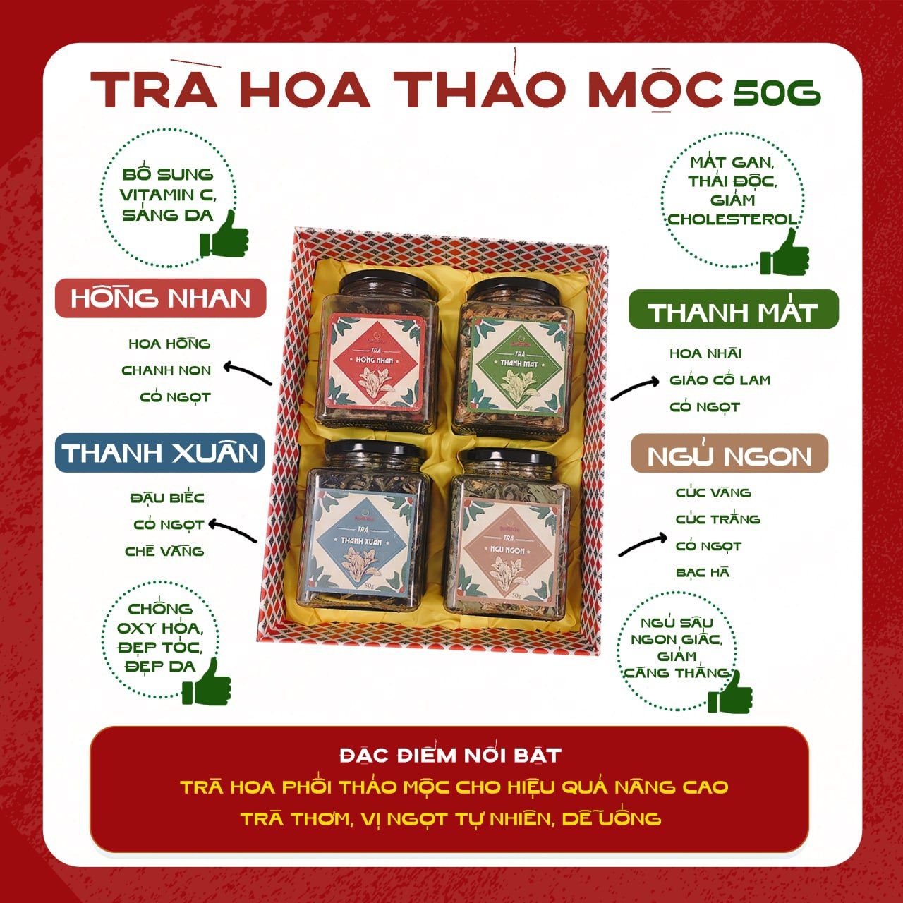  HỘP TRÀ HOA THẢO MỘC - CHĂM SÓC SỨC KHỎE KIỂU NHÀ QUÊ 