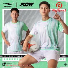 Áo đá bóng Keep Fly Flow màu trắng xanh ngọc