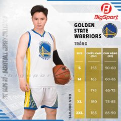 Quần áo bóng rổ Warriors màu trắng