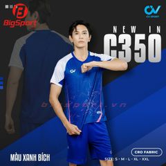 Áo đá bóng không logo CV C350 màu xanh bích