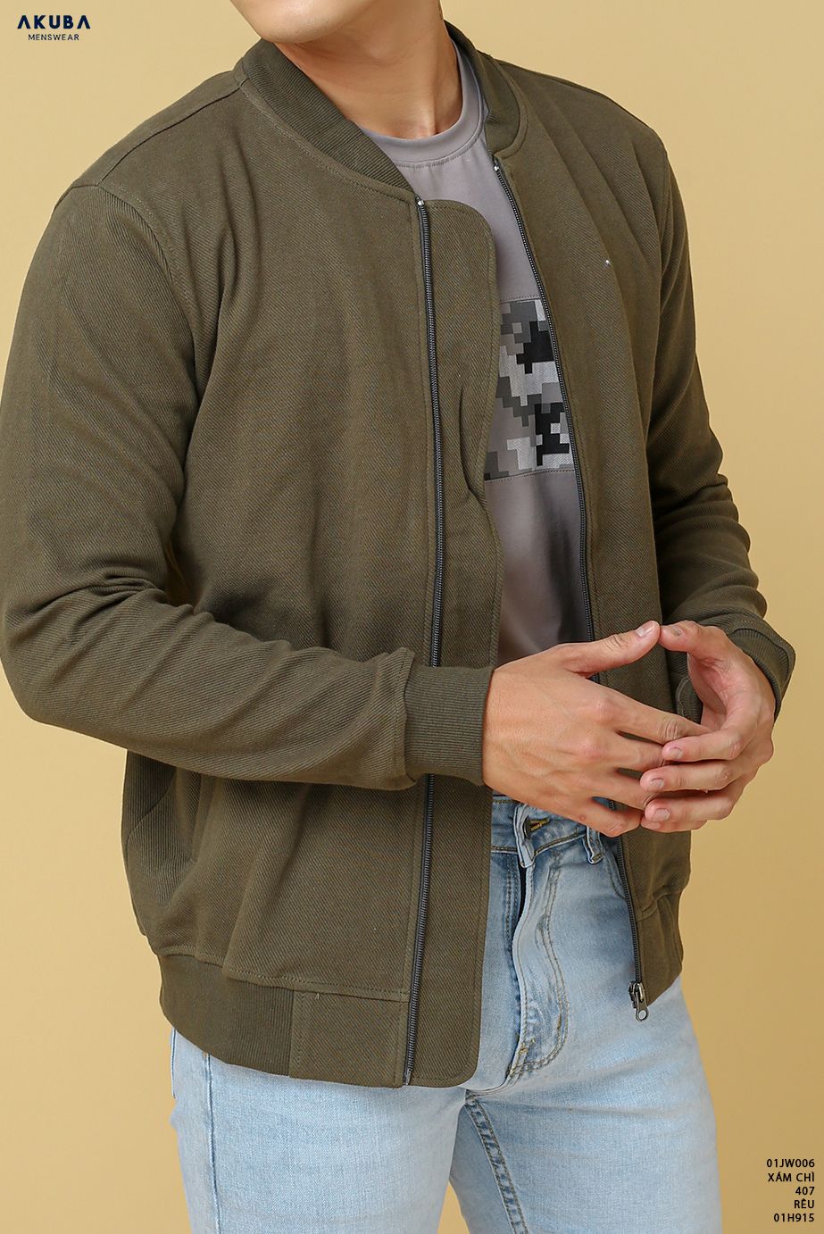 AO KHOAC THUN KAKI 407