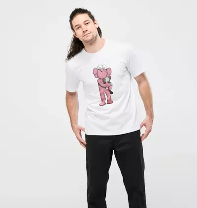 KAWS x Uniqlo Pink BFF Tee White KW 