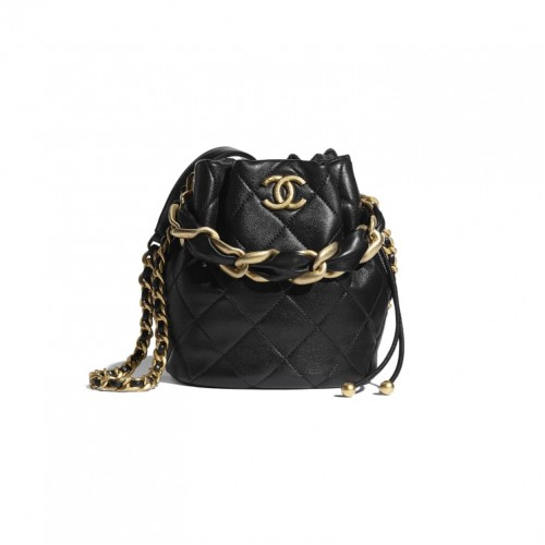 chanel drawstring bag black