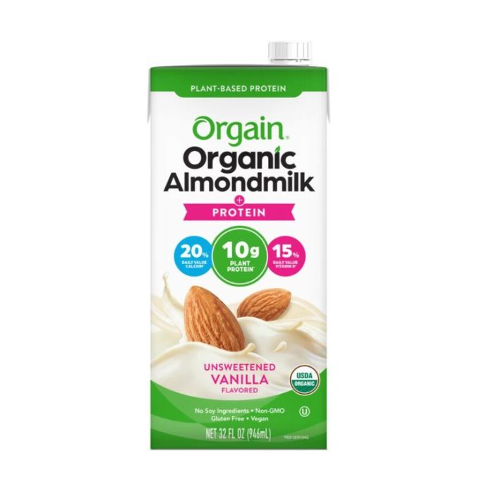 Organic Almond Milk Vanilla Flavor With Protein Orgain 946 Ml- 